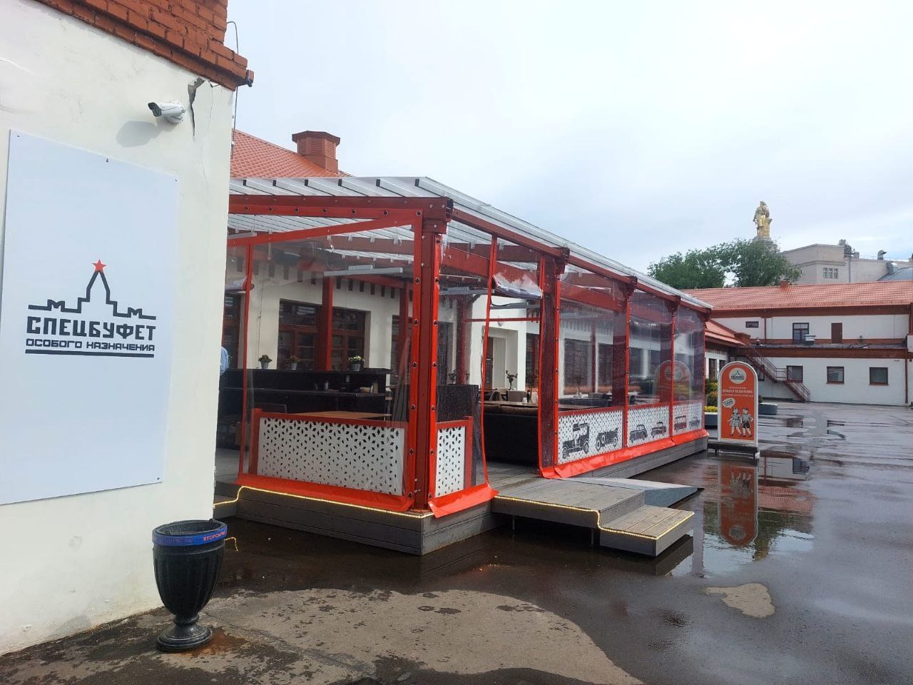 ПВХ шторы для летней террасы кафе в Жиздре